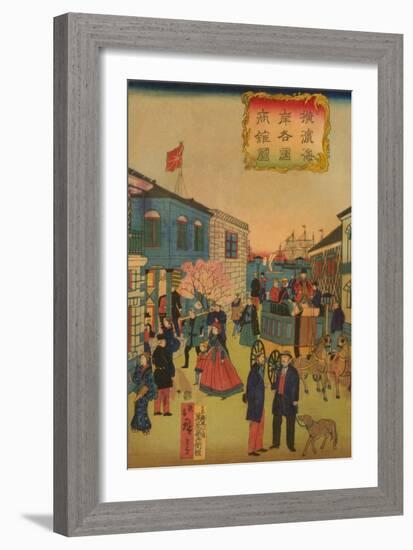 Foreign Business District in Yokohama (Yokohama Kaigan Kakkoku Shokan Zu) No.2-Ando Hiroshige-Framed Art Print