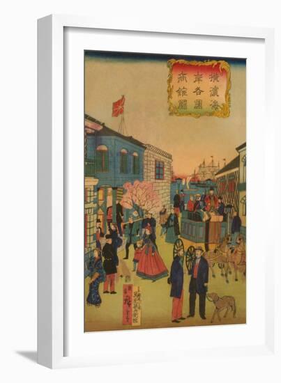 Foreign Business District in Yokohama (Yokohama Kaigan Kakkoku Shokan Zu) No.2-Ando Hiroshige-Framed Art Print
