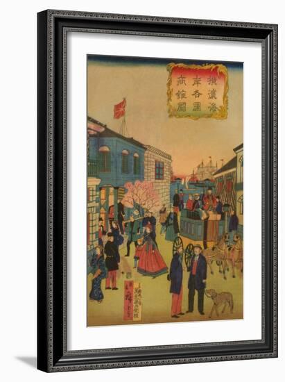 Foreign Business District in Yokohama (Yokohama Kaigan Kakkoku Shokan Zu) No.2-Ando Hiroshige-Framed Art Print