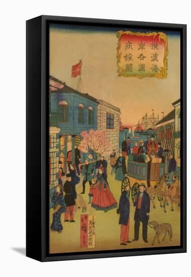 Foreign Business District in Yokohama (Yokohama Kaigan Kakkoku Shokan Zu) No.2-Ando Hiroshige-Framed Stretched Canvas