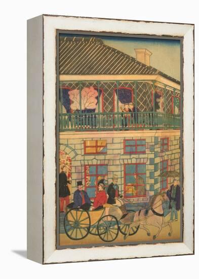 Foreign Business District in Yokohama (Yokohama Kaigan Kakkoku Shokan Zu) No.3-Ando Hiroshige-Framed Stretched Canvas