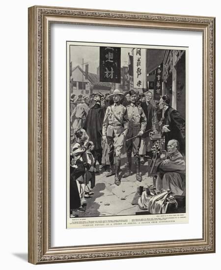 Foreign Devils in a Street in Peking, a Salute from Guttersnipes-Frederic De Haenen-Framed Giclee Print