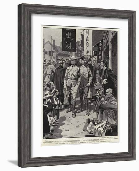 Foreign Devils in a Street in Peking, a Salute from Guttersnipes-Frederic De Haenen-Framed Giclee Print