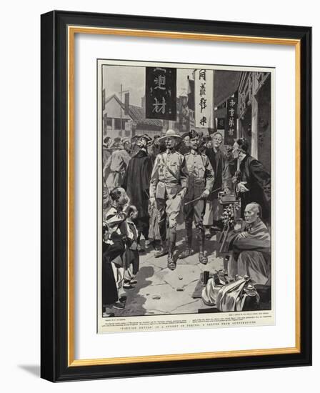 Foreign Devils in a Street in Peking, a Salute from Guttersnipes-Frederic De Haenen-Framed Giclee Print