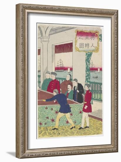 Foreigners at Billiard Game, Late 19th Century-Hiroshige III-Framed Giclee Print