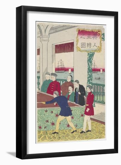 Foreigners at Billiard Game, Late 19th Century-Hiroshige III-Framed Giclee Print