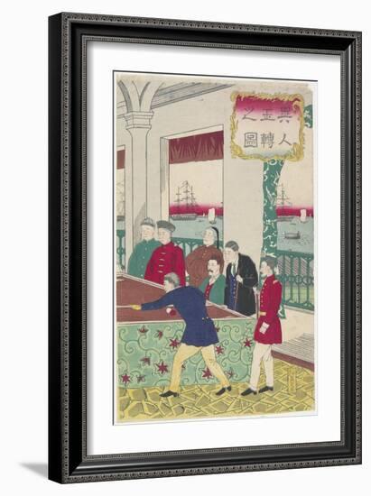 Foreigners at Billiard Game, Late 19th Century-Hiroshige III-Framed Giclee Print