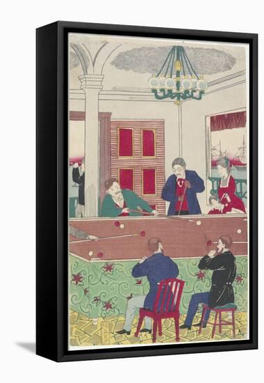 Foreigners at Billiard Game, Late 19th Century-Hiroshige III-Framed Premier Image Canvas