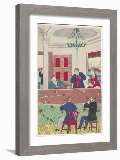 Foreigners at Billiard Game, Late 19th Century-Hiroshige III-Framed Giclee Print