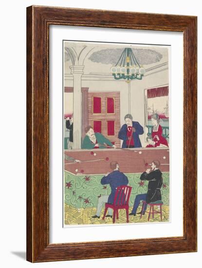 Foreigners at Billiard Game, Late 19th Century-Hiroshige III-Framed Giclee Print