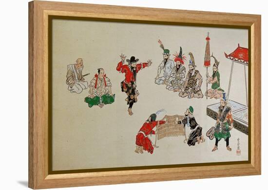 Foreigners Playing Sumo-Kyosai Kawanabe-Framed Premier Image Canvas