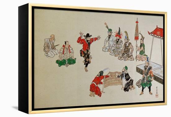 Foreigners Playing Sumo-Kyosai Kawanabe-Framed Premier Image Canvas