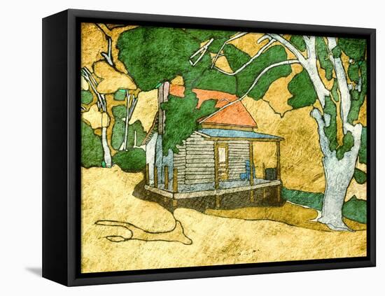 Forest Cabin-Ynon Mabat-Framed Stretched Canvas