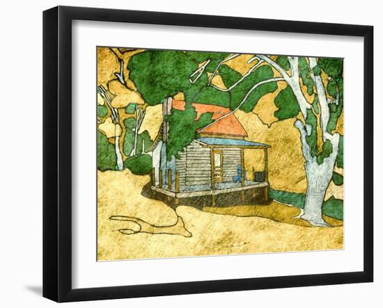 Forest Cabin-Ynon Mabat-Framed Art Print