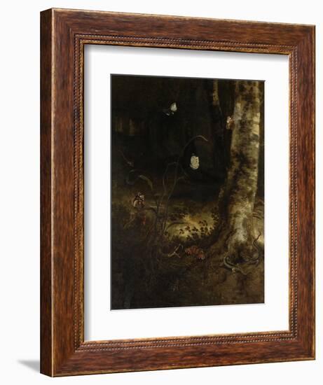 Forest Floor with a Snake, Lizards, Butterflies and Other Insects-Otto Marseus Van Schrieck-Framed Art Print