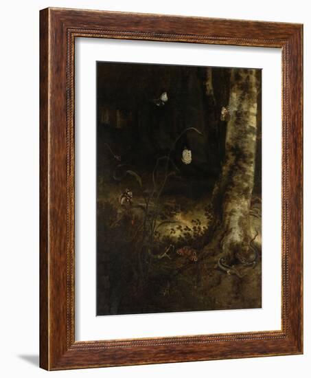 Forest Floor with a Snake, Lizards, Butterflies and Other Insects-Otto Marseus Van Schrieck-Framed Art Print