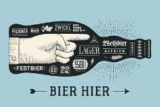 Bottle of Beer with Hand Drawn Lettering and Text Bier Hier for Oktoberfest Beer Festival. Vintage-Forest Foxy-Art Print