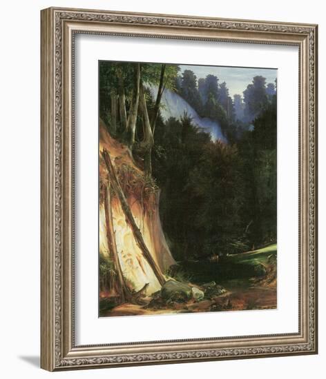 Forest Gorge with Deers-Karl Blechen-Framed Art Print