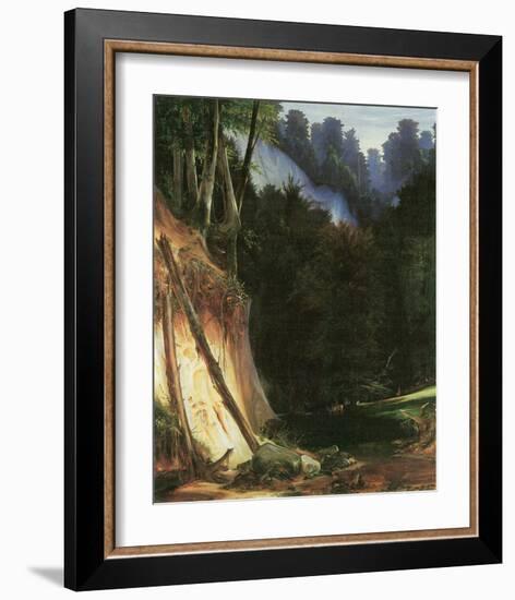 Forest Gorge with Deers-Karl Blechen-Framed Art Print