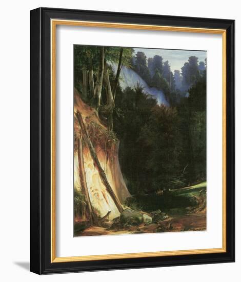 Forest Gorge with Deers-Karl Blechen-Framed Art Print