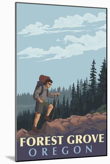 Forest Grove, Oregon - Mountain Hiker-Lantern Press-Mounted Art Print