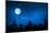 Forest in Silhouette with Starry Night Sky and Full Moon , Elements of this Image are Furnished by-OHishiapply-Mounted Photographic Print