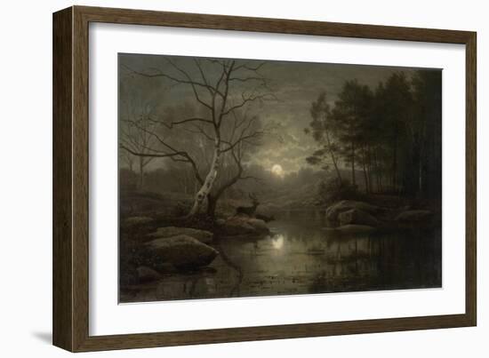 Forest Landscape in the Moonlight, by Georg Eduard Otto Saal, 1861-Georg Eduard Otto Saal-Framed Art Print