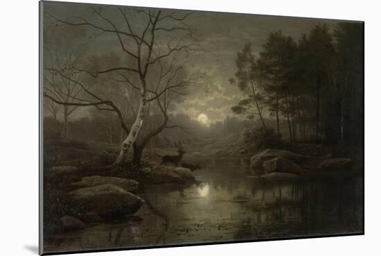 Forest Landscape in the Moonlight, by Georg Eduard Otto Saal, 1861-Georg Eduard Otto Saal-Mounted Art Print