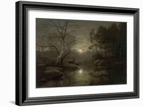 Forest Landscape in the Moonlight, by Georg Eduard Otto Saal, 1861-Georg Eduard Otto Saal-Framed Art Print