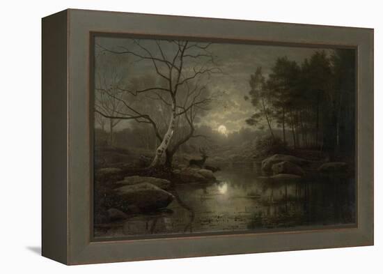 Forest Landscape in the Moonlight, by Georg Eduard Otto Saal, 1861-Georg Eduard Otto Saal-Framed Stretched Canvas