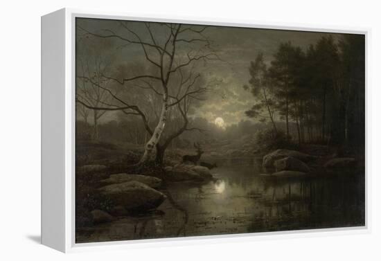 Forest Landscape in the Moonlight, by Georg Eduard Otto Saal, 1861-Georg Eduard Otto Saal-Framed Stretched Canvas