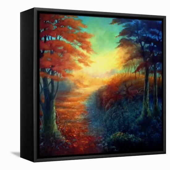 Forest Light, 2021, (Oil on Canvas)Landscape-Lee Campbell-Framed Premier Image Canvas