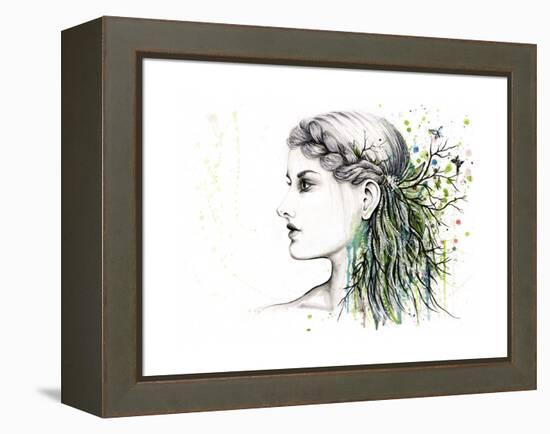 Forest Lover Girl Portrait-Michelle Faber-Framed Premier Image Canvas