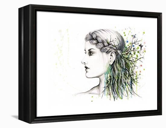 Forest Lover Girl Portrait-Michelle Faber-Framed Premier Image Canvas