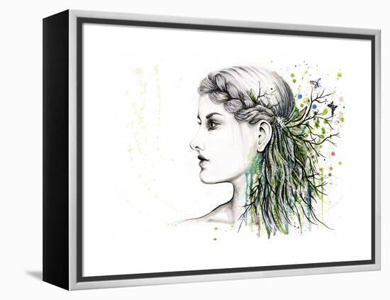 Forest Lover Girl Portrait-Michelle Faber-Framed Premier Image Canvas