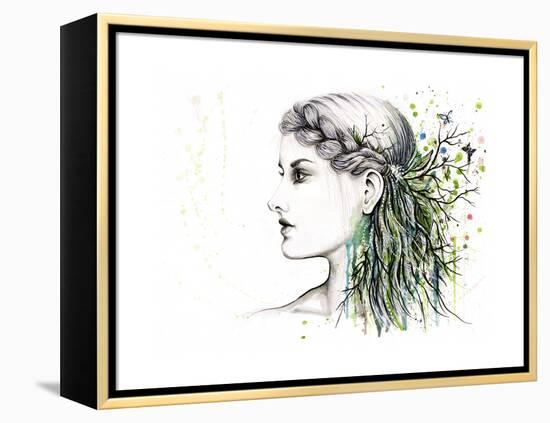 Forest Lover Girl Portrait-Michelle Faber-Framed Premier Image Canvas