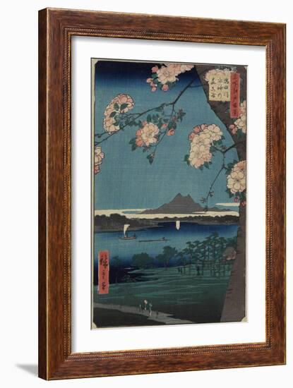 Forest of Suijin Shrine and Masaki on the Sumida River, August 1856-Utagawa Hiroshige-Framed Giclee Print