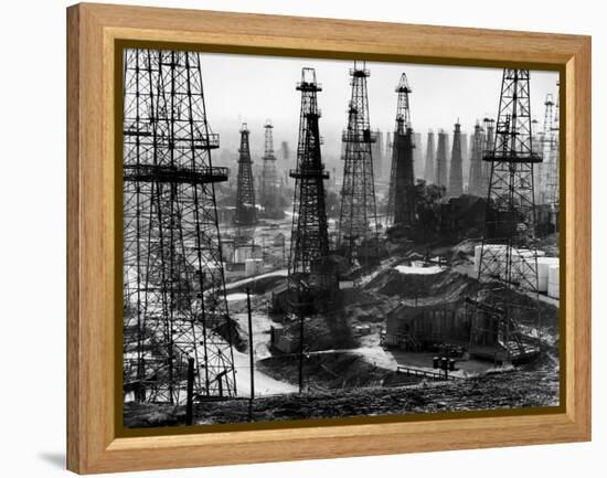 Forest of Wells, Rigs and Derricks Crowd the Signal Hill Oil Fields-Andreas Feininger-Framed Premier Image Canvas