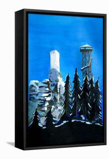 Forest with Castle Ruins-Markus Bleichner-Framed Stretched Canvas