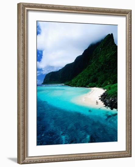 Forested Hills, Beach and Lagoon, American Samoa-Peter Hendrie-Framed Photographic Print