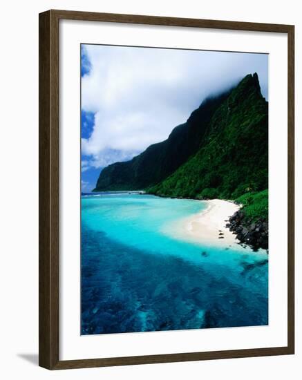 Forested Hills, Beach and Lagoon, American Samoa-Peter Hendrie-Framed Photographic Print