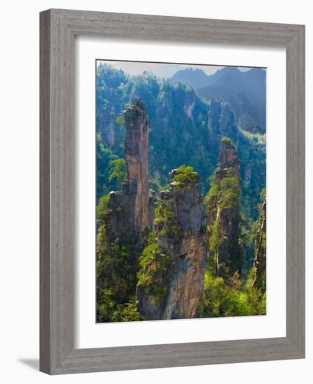 Forested Sandstone Pinnacles, Zhangjiajie National Forest Park, Hunnan, China-Charles Crust-Framed Photographic Print