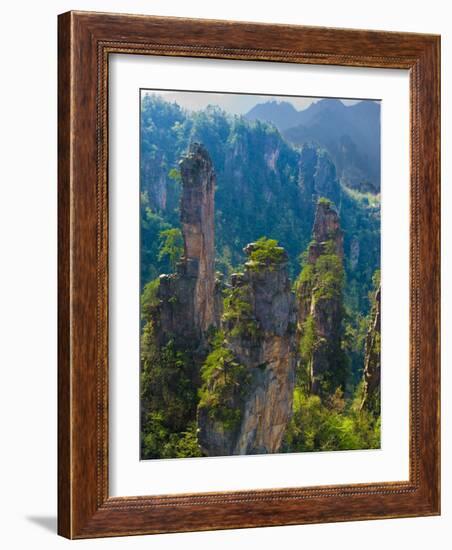 Forested Sandstone Pinnacles, Zhangjiajie National Forest Park, Hunnan, China-Charles Crust-Framed Photographic Print