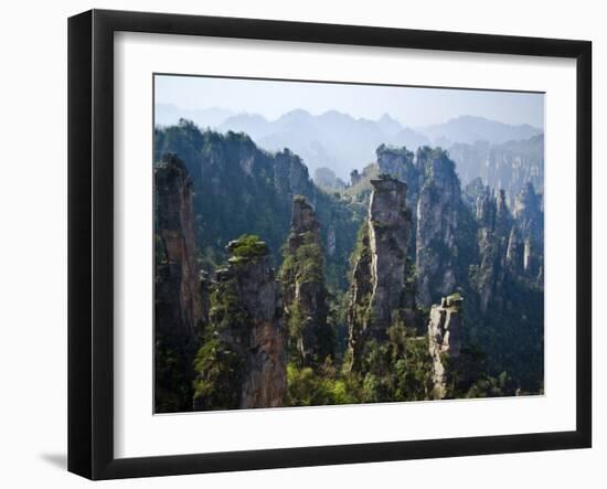 Forested Sandstone Pinnacles, Zhangjiajie National Forest Park, Hunnan, China-Charles Crust-Framed Photographic Print