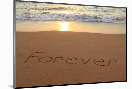 Forever Written in the Sand on a Beach at Sunset.-Hannamariah-Mounted Photographic Print