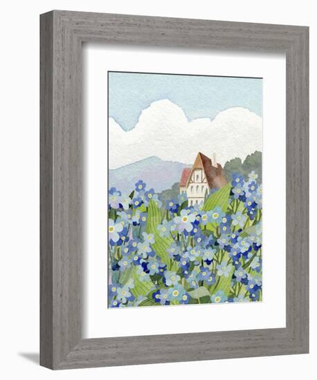 Forget-Me-Not Cottage-Linda Braucht-Framed Giclee Print