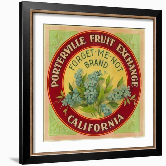 Forget Me Not Orange Label - Porterville, CA-Lantern Press-Framed Art Print