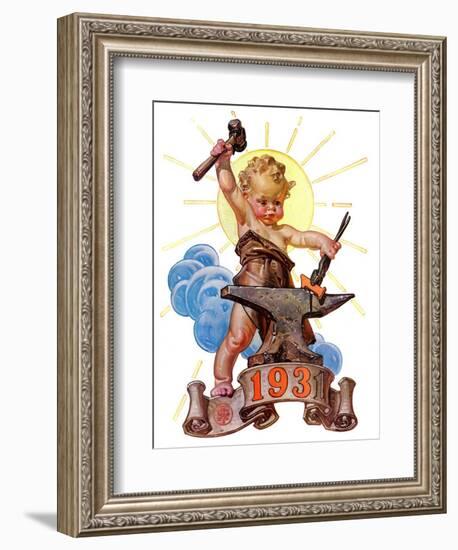 "Forging a New Year,"December 27, 1930-Joseph Christian Leyendecker-Framed Giclee Print