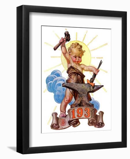 "Forging a New Year,"December 27, 1930-Joseph Christian Leyendecker-Framed Giclee Print