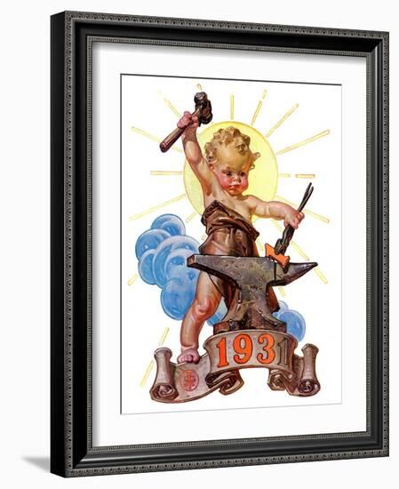 "Forging a New Year,"December 27, 1930-Joseph Christian Leyendecker-Framed Giclee Print